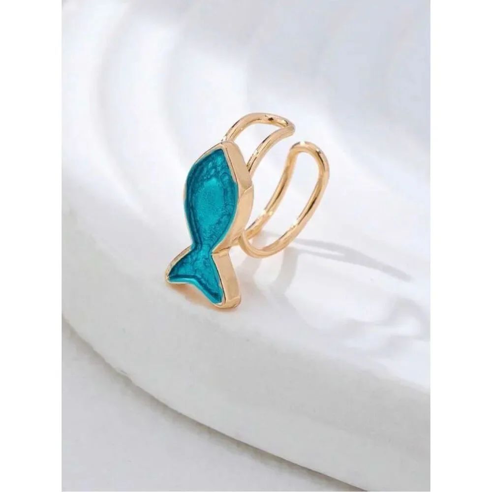 Blue Fish Ear Cuff A1972 - Picture 2 of 2